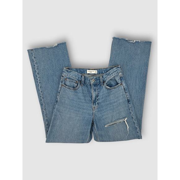 Abercrombie & Fitch The Loose High Rise Jeans Distressed Light Wash Size 25/0R - Picture 8 of 8